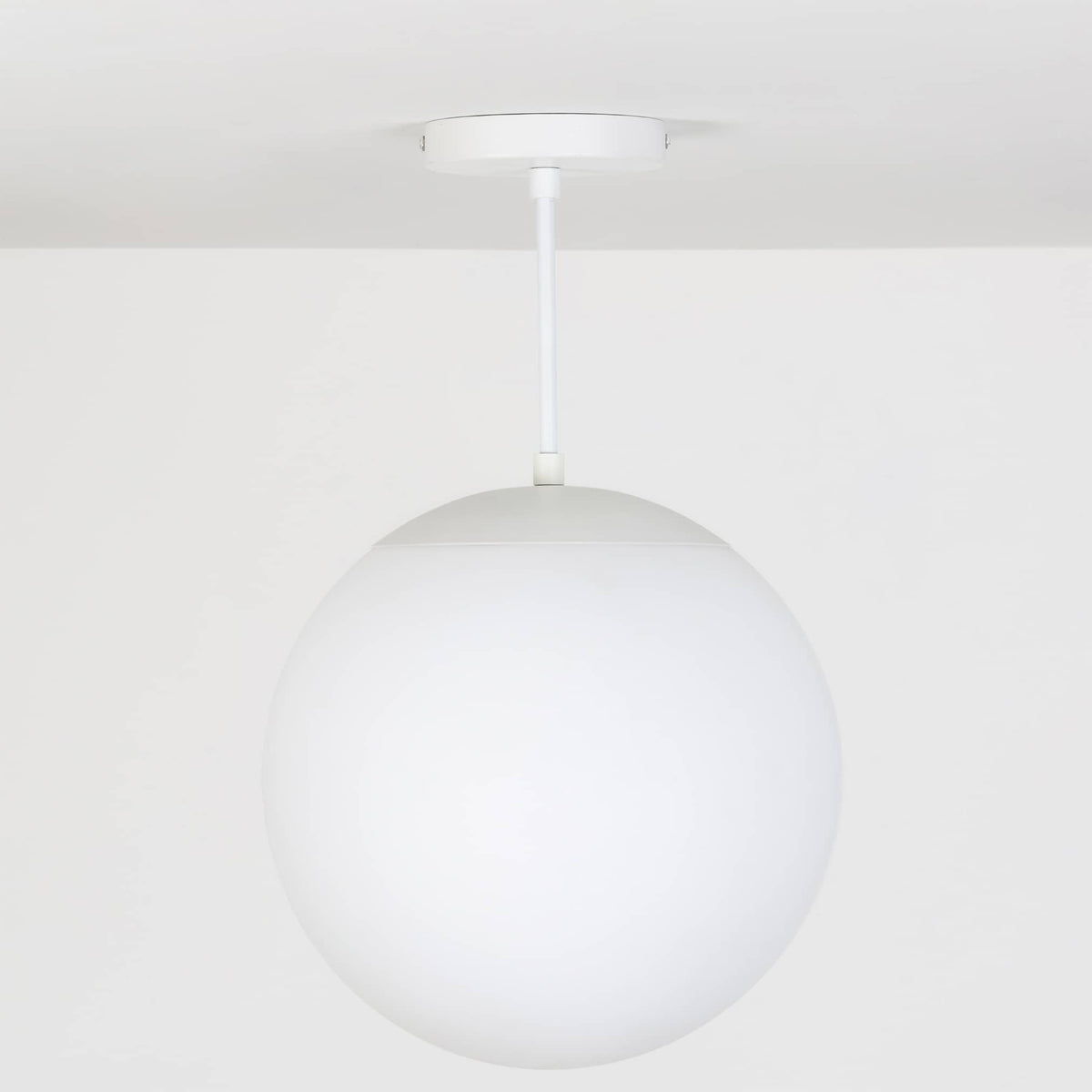Mod Glass Globe Post Flush Mount Pendant | 6", 8", 10", 12" White / 6 Inch / 12in Matte White
