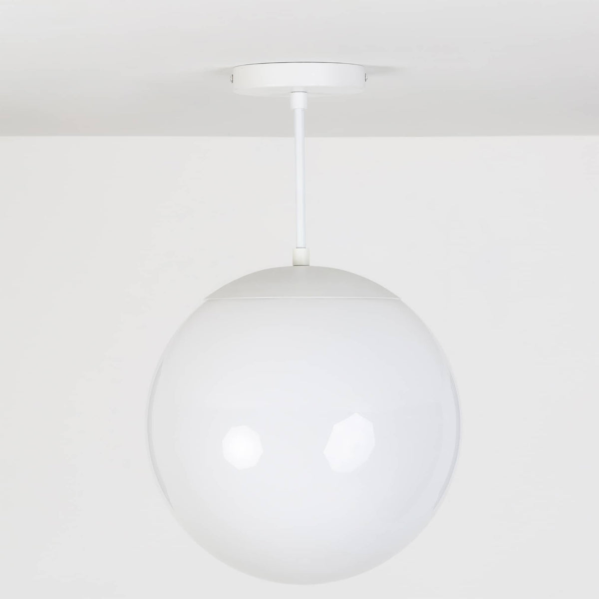 Mod Glass Globe Post Flush Mount Pendant | 6", 8", 10", 12" White / 6 Inch / 12in Milk