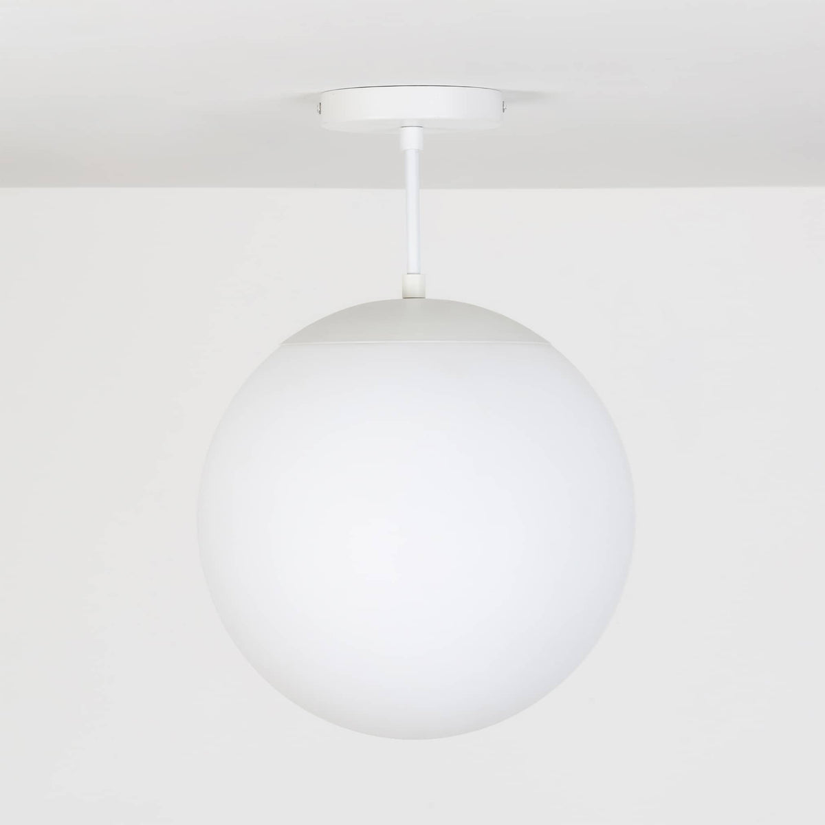 Mod Glass Globe Post Flush Mount Pendant | 6", 8", 10", 12" White / 4 Inch / 12in Matte White