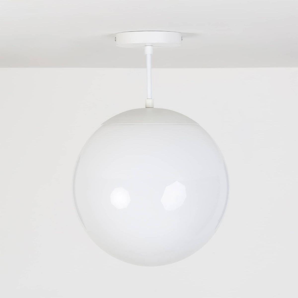 Mod Glass Globe Post Flush Mount Pendant | 6", 8", 10", 12" White / 4 Inch / 12in Milk