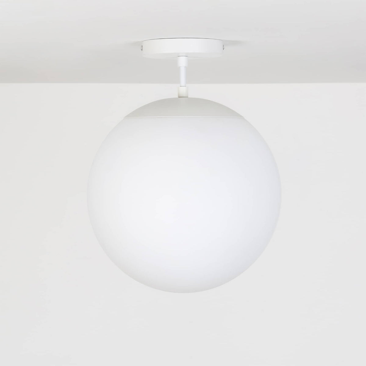 Mod Glass Globe Post Flush Mount Pendant | 6", 8", 10", 12" White / 2 Inch / 12in Matte White