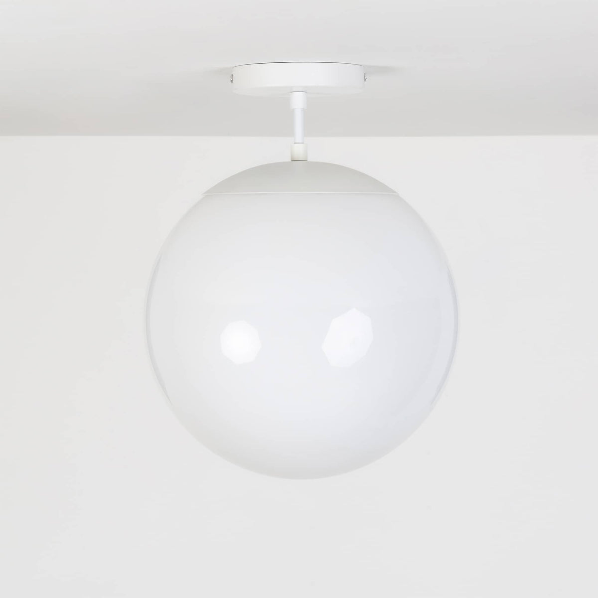 Mod Glass Globe Post Flush Mount Pendant | 6", 8", 10", 12" White / 2 Inch / 12in Milk
