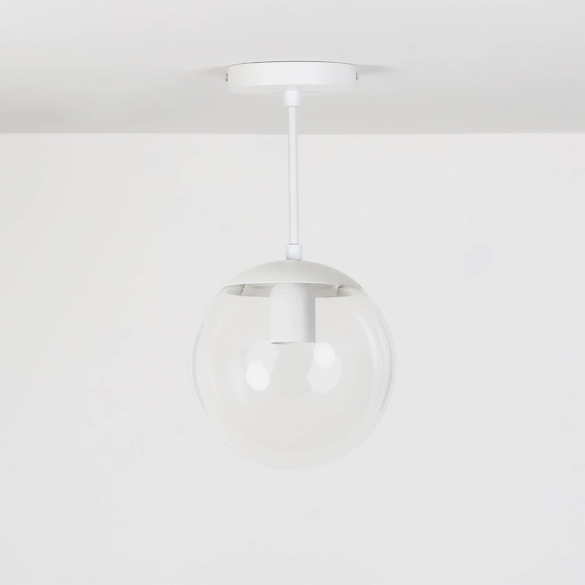 Mod Glass Globe Post Flush Mount Pendant | 6", 8", 10", 12" White / 6 Inch / 8in Clear