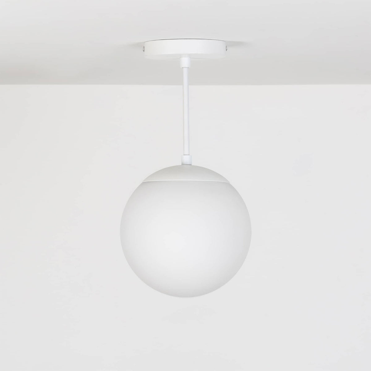 Mod Glass Globe Post Flush Mount Pendant | 6", 8", 10", 12" White / 6 Inch / 8in Matte White