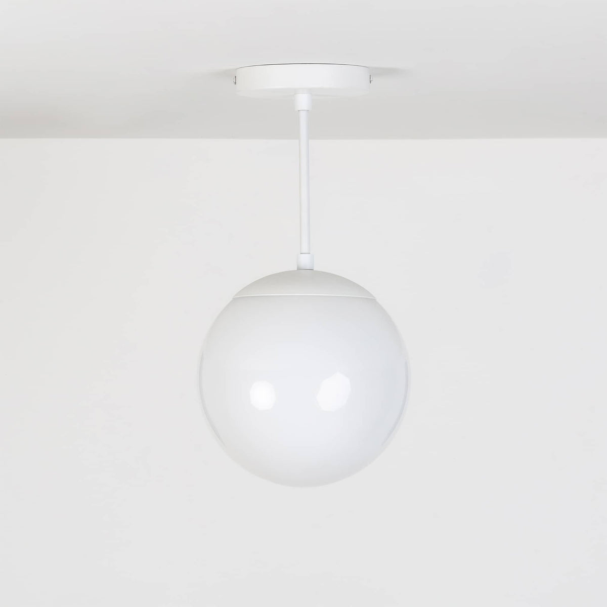Mod Glass Globe Post Flush Mount Pendant | 6", 8", 10", 12" White / 6 Inch / 8in Milk