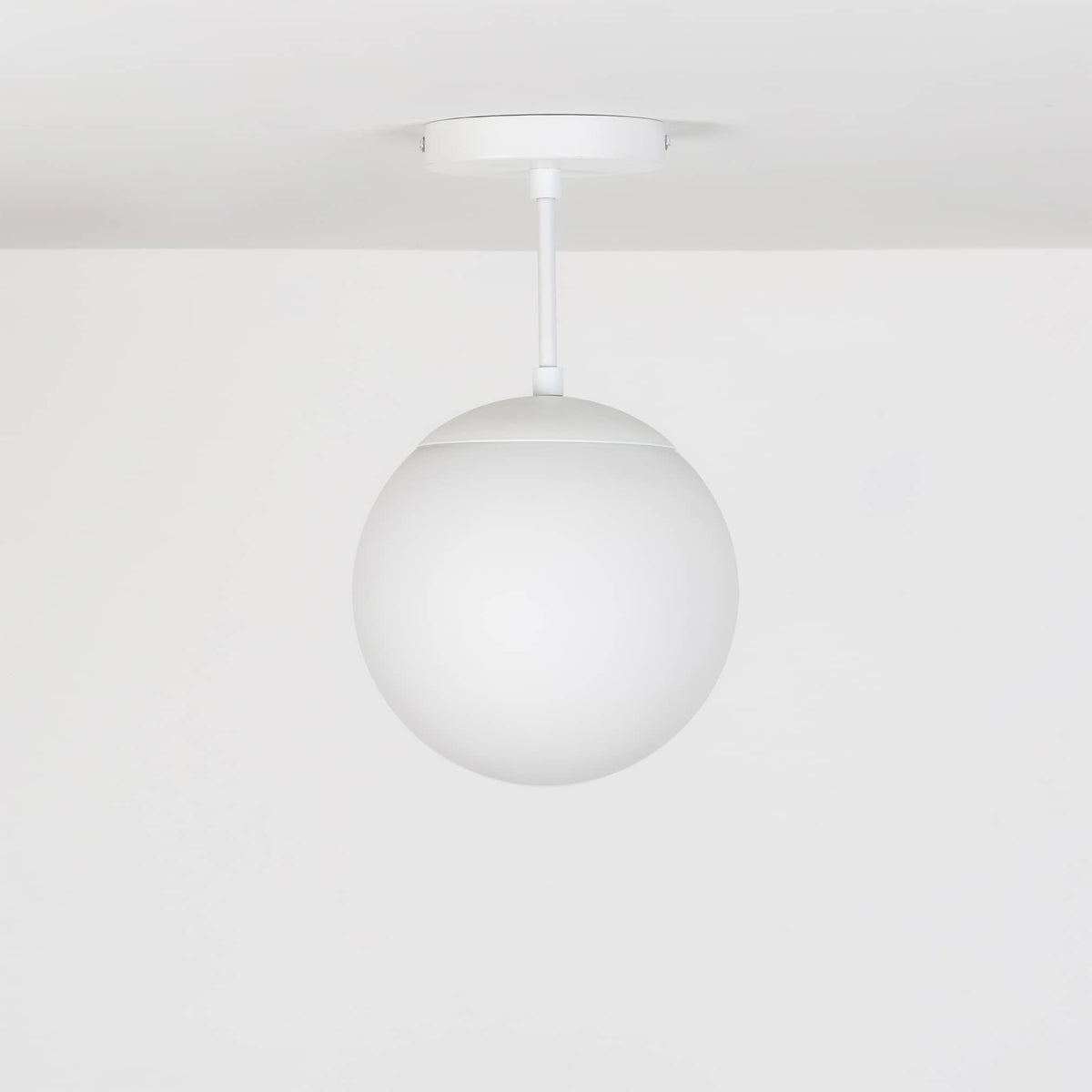 Mod Glass Globe Post Flush Mount Pendant | 6", 8", 10", 12" White / 4 Inch / 8in Matte White