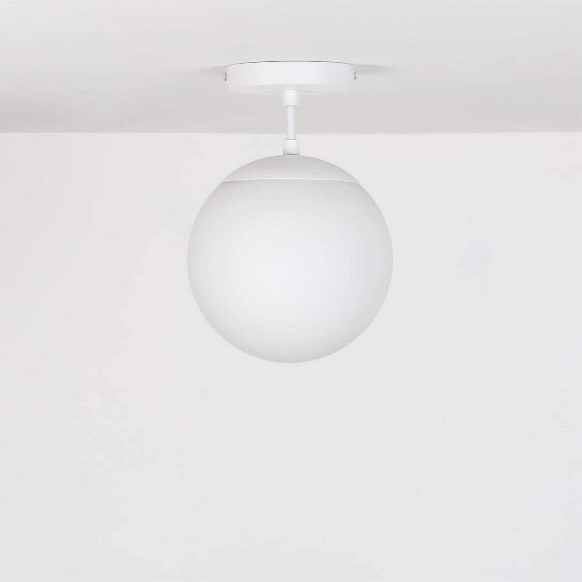 Mod Glass Globe Post Flush Mount Pendant | 6", 8", 10", 12" White / 2 Inch / 8in Matte White