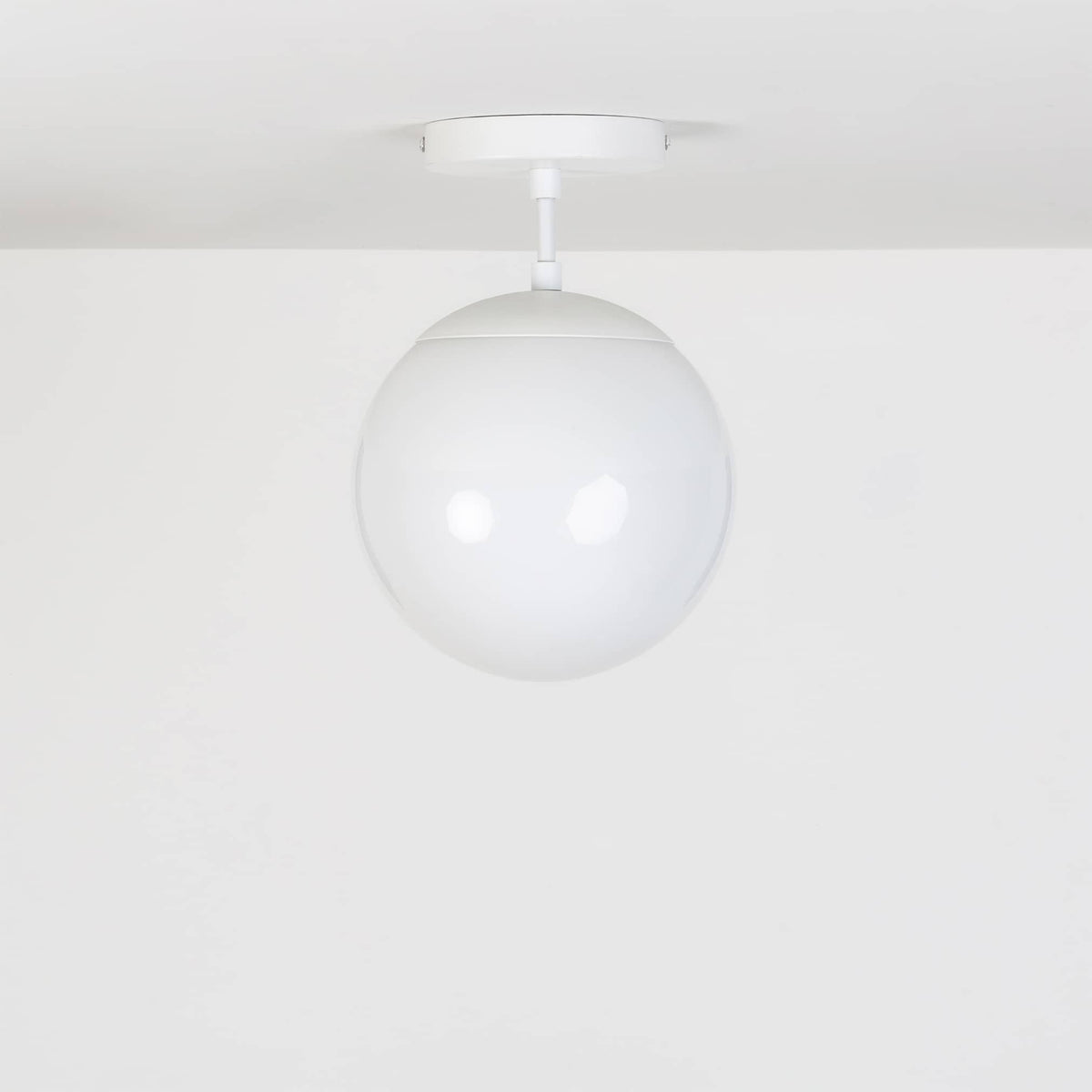 Mod Glass Globe Post Flush Mount Pendant | 6", 8", 10", 12" White / 2 Inch / 8in Milk