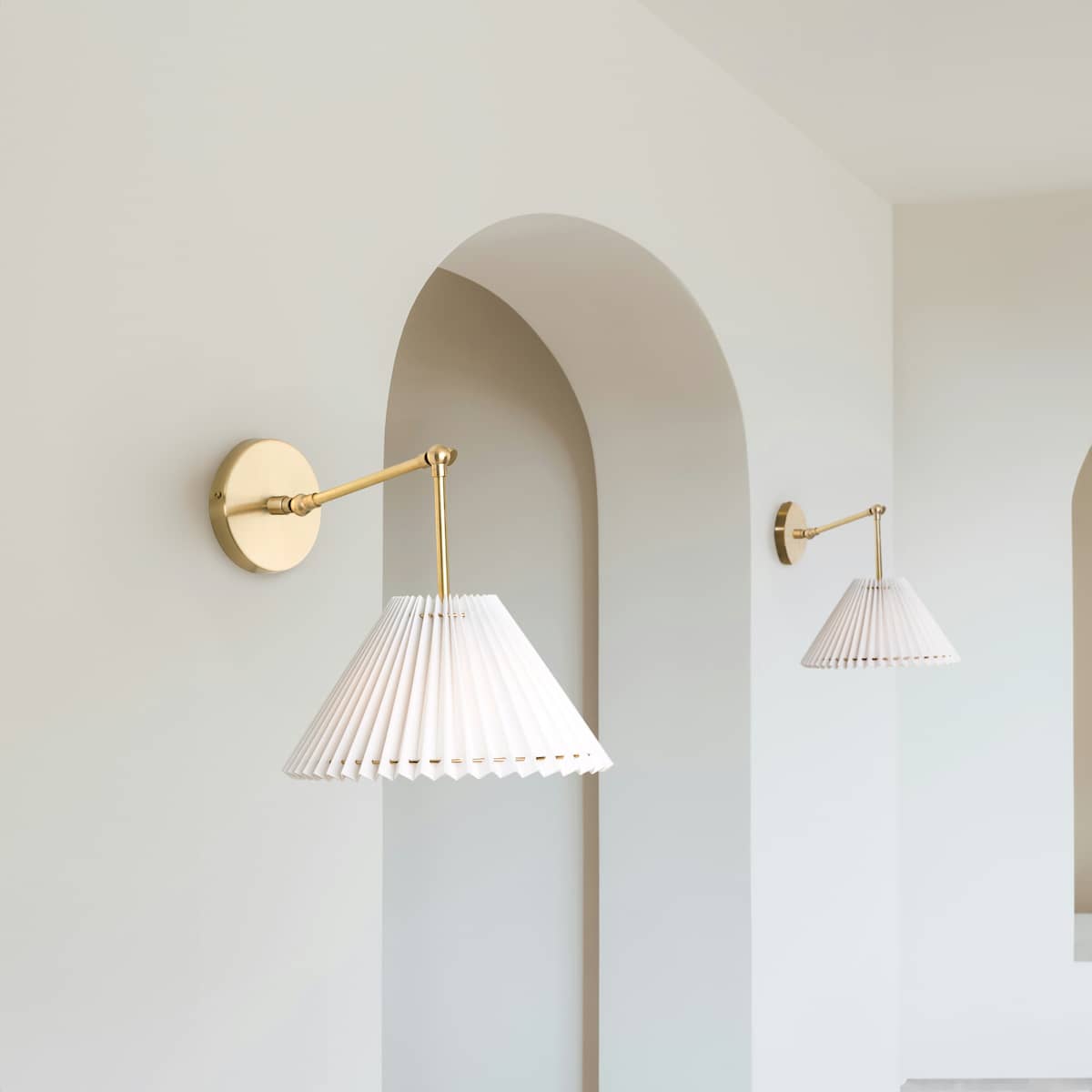 Hinge Double Solo Sconce with Pleated Shade