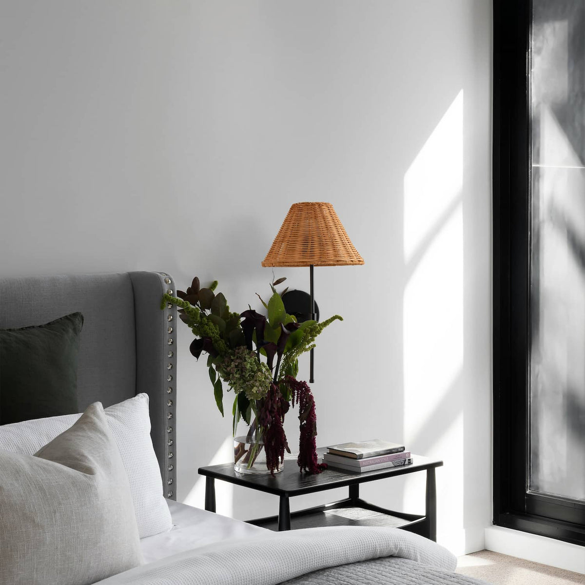 Slim Solo Wall Sconce | Pleated, Empire, or Wicker Shade