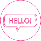 Pink Hello Icon with White Background
