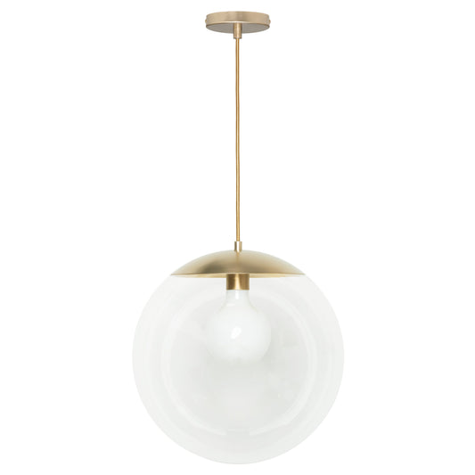 Mod Glass Globe Ceiling Pendant - 16inch Raw Brass / Clear