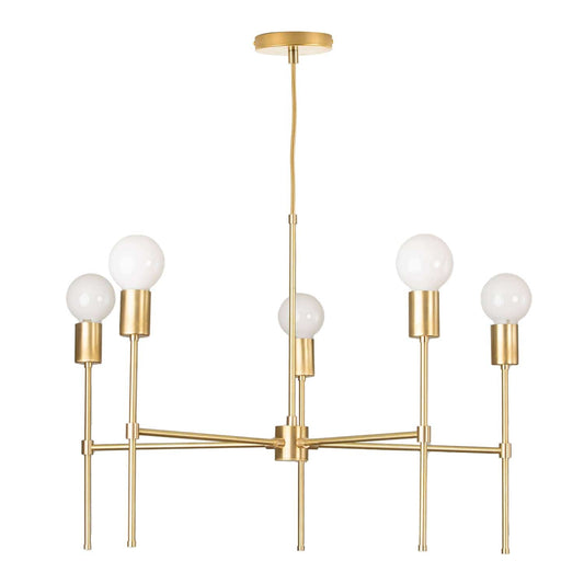 Slim 5-Arm Chandelier Solid Raw Brass