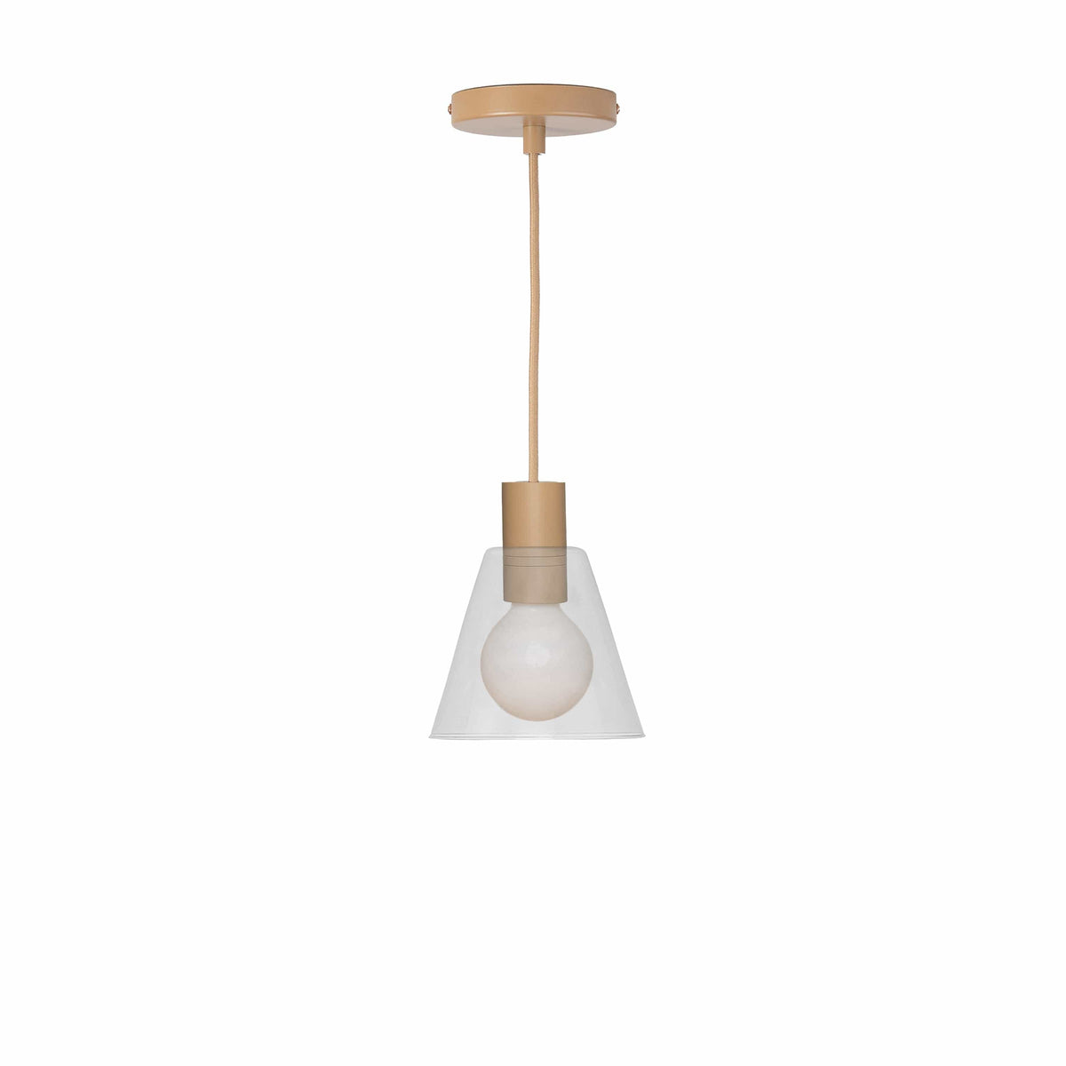 Glass Cone 6in AiO Pendant - Chroma Studio Latte / Clear
