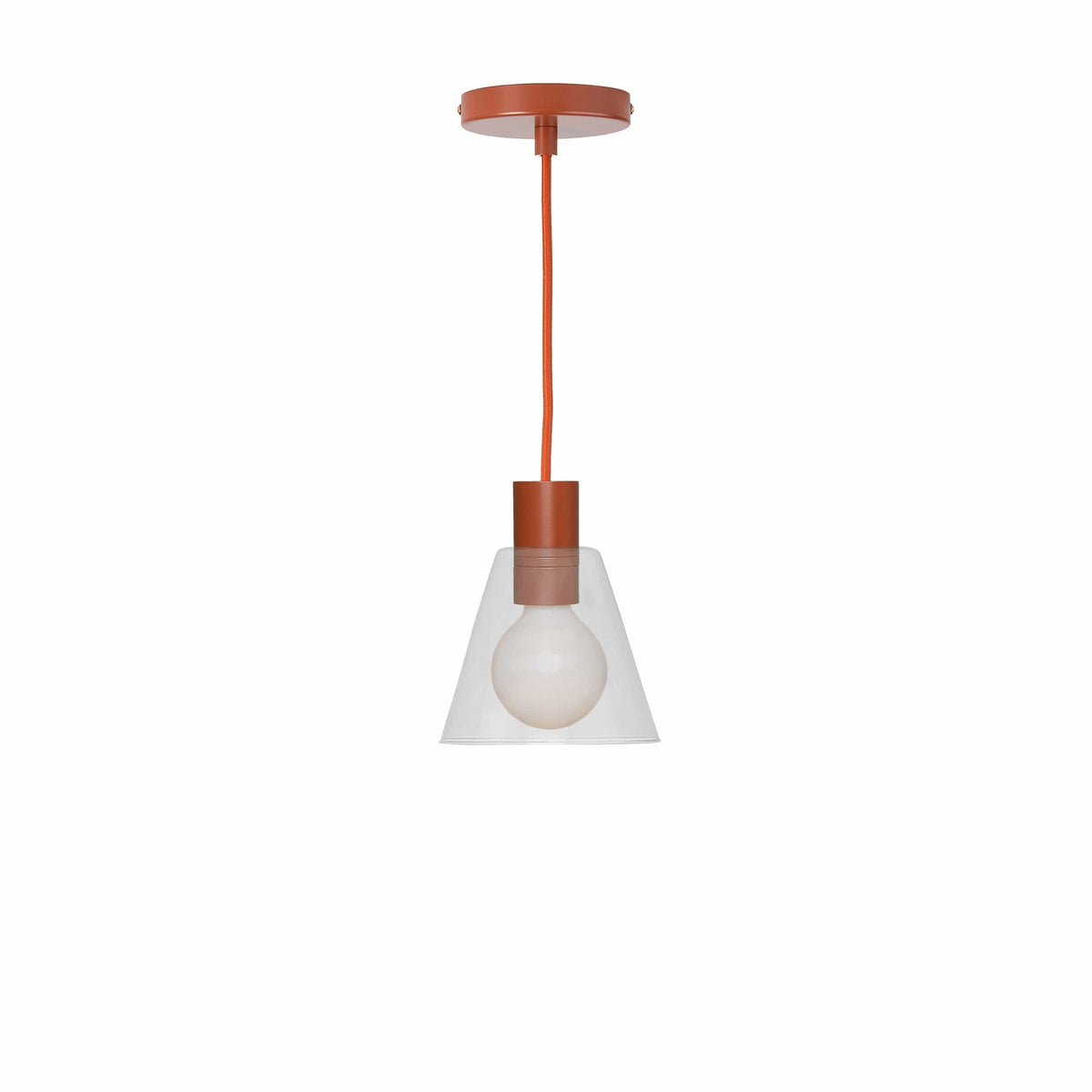 Glass Cone 6in AiO Pendant - Chroma Studio Rust / Clear