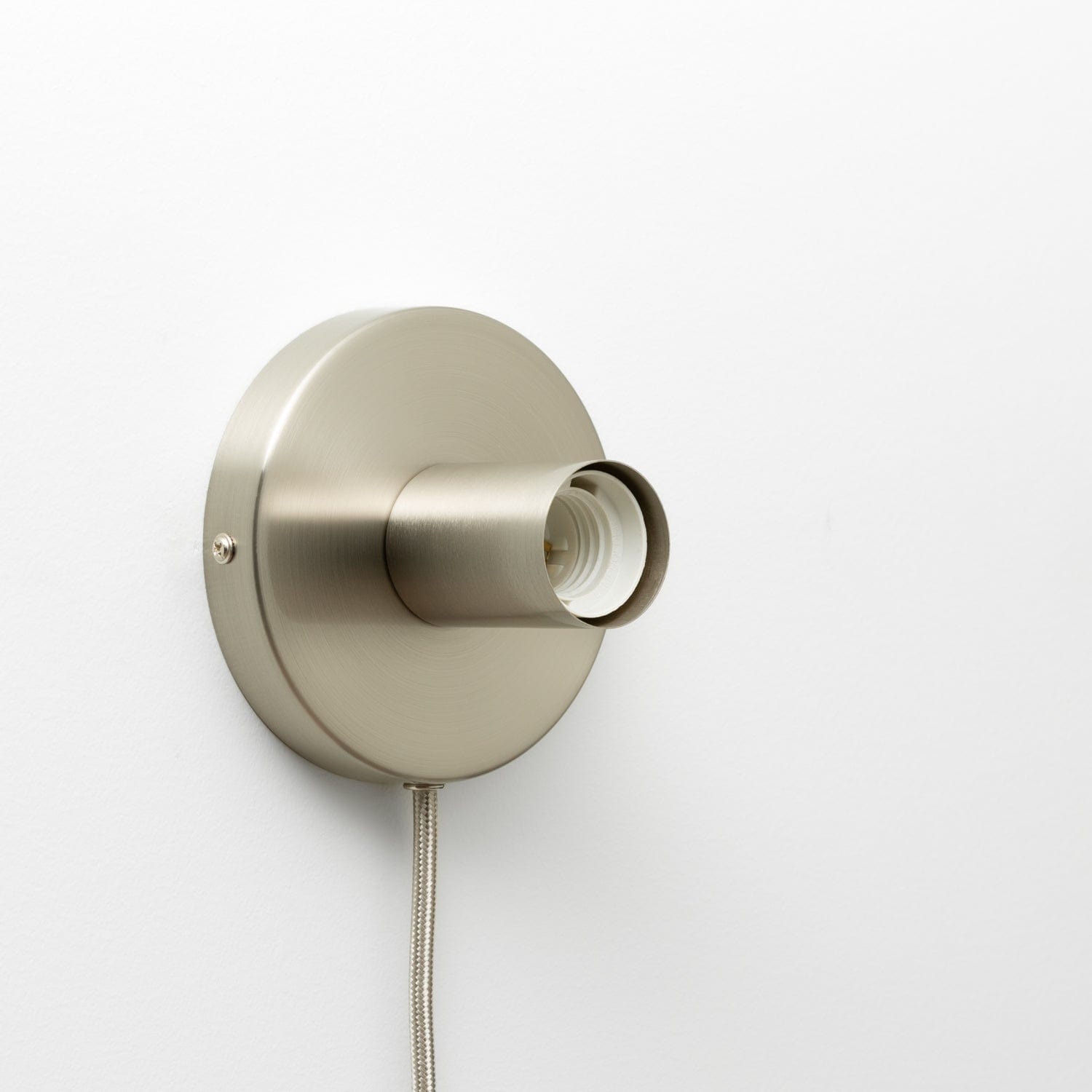 Button Plug-In Sconce in Brushed Nickel finish
