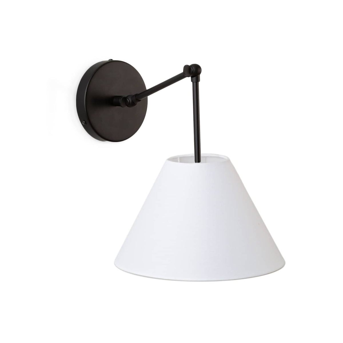 Hinge Double Solo Sconce | Pleated, Empire, or Wicker Shade Smooth Empire / Black