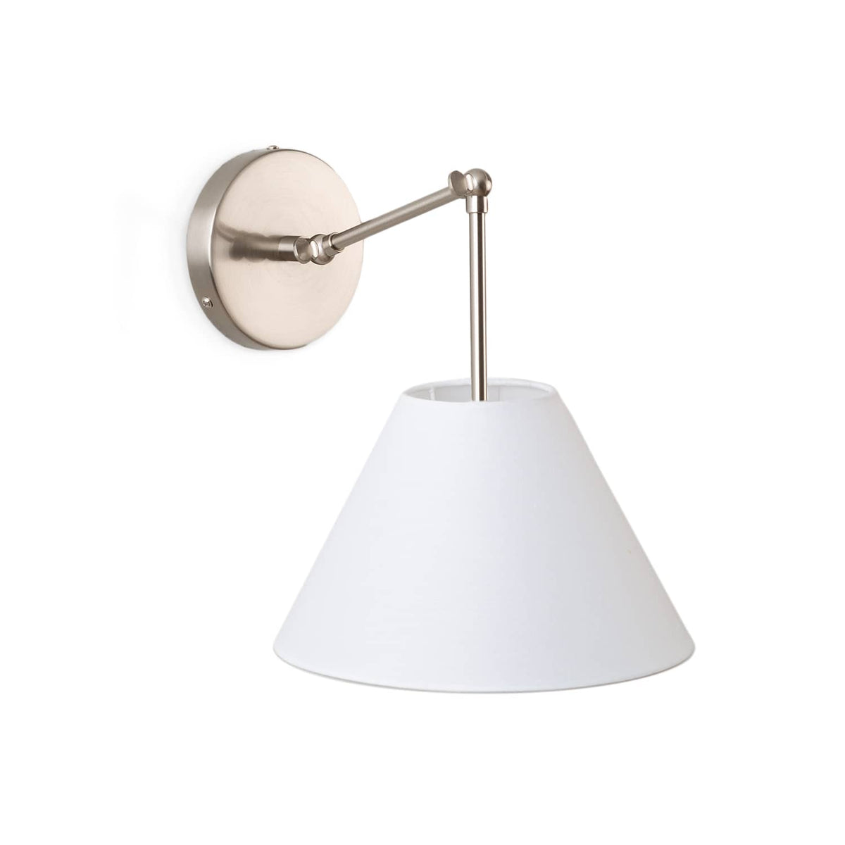 Hinge Double Solo Sconce | Pleated, Empire, or Wicker Shade Smooth Empire / Brushed Nickel