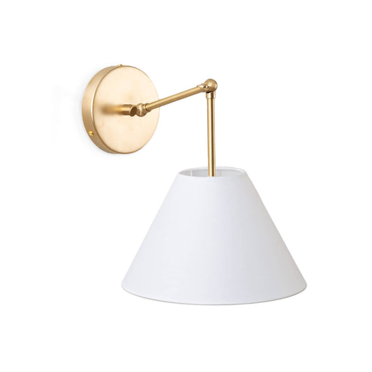 Hinge Double Solo Sconce with Smooth Empire Shade Solid Raw Brass