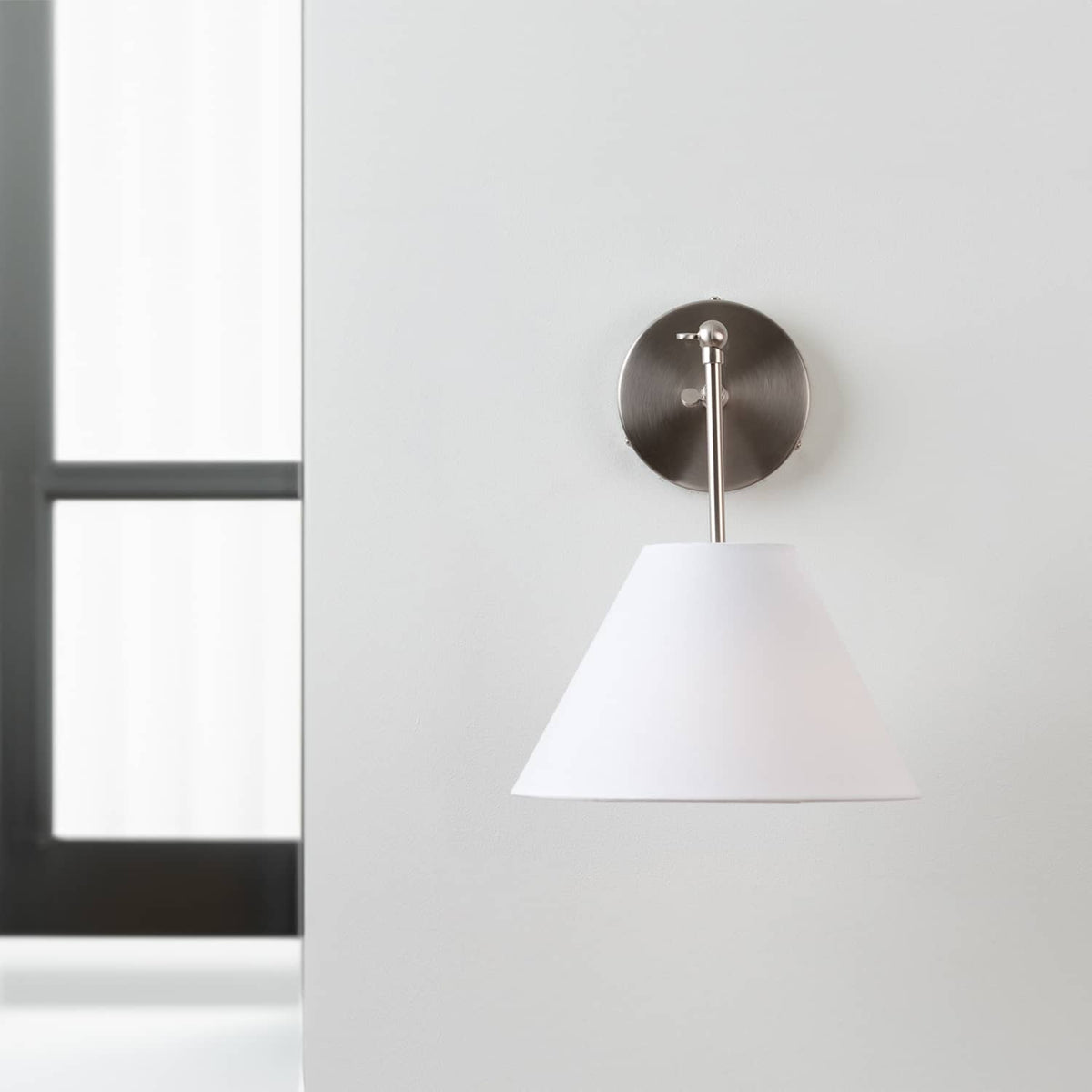 Hinge Double Solo Sconce | Pleated, Empire, or Wicker Shade