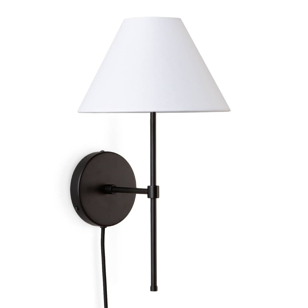 Slim Solo Plug-In Sconce | Pleated, Empire, or Wicker Shade Smooth Empire / Black