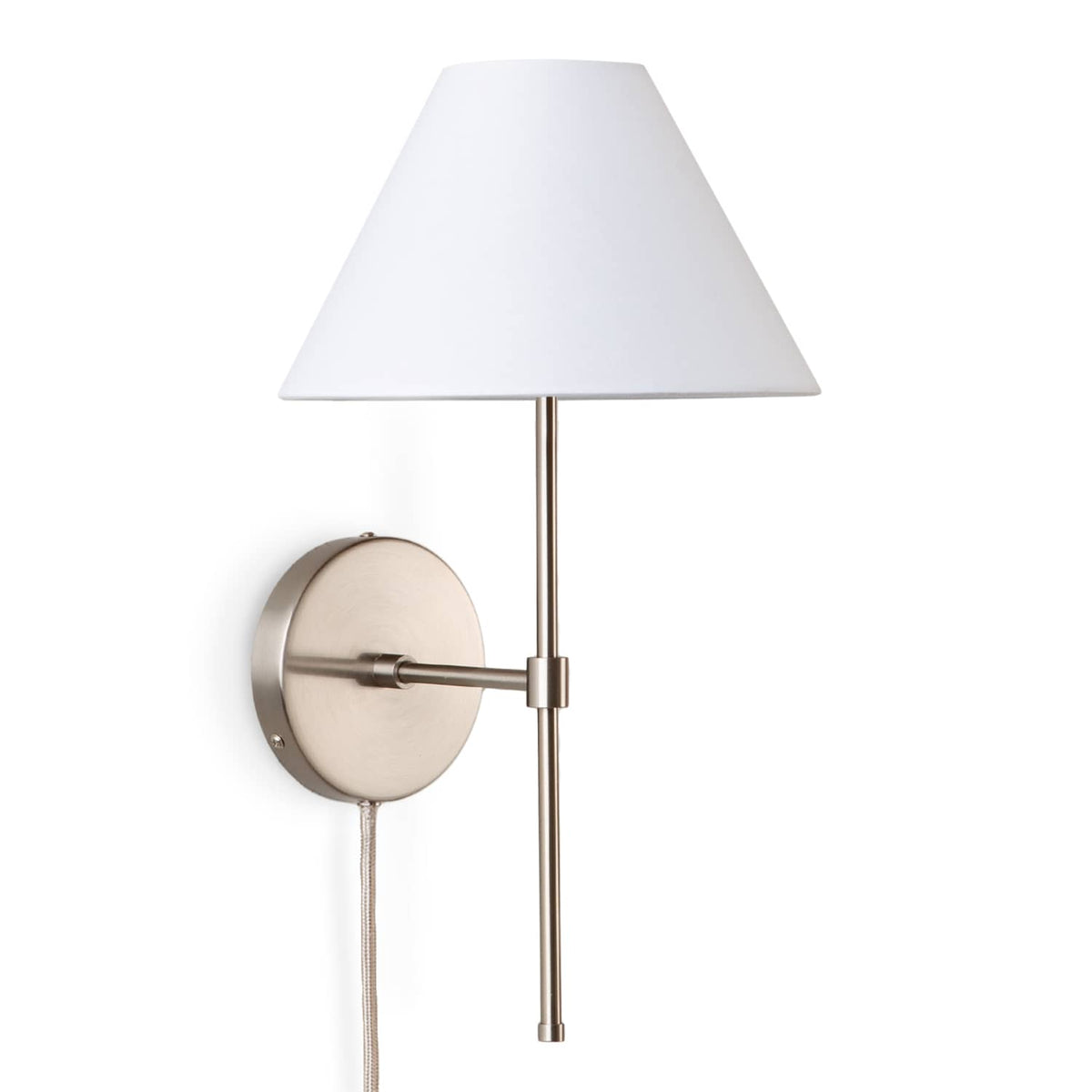 Slim Solo Plug-In Sconce | Pleated, Empire, or Wicker Shade Smooth Empire / Brushed Nickel