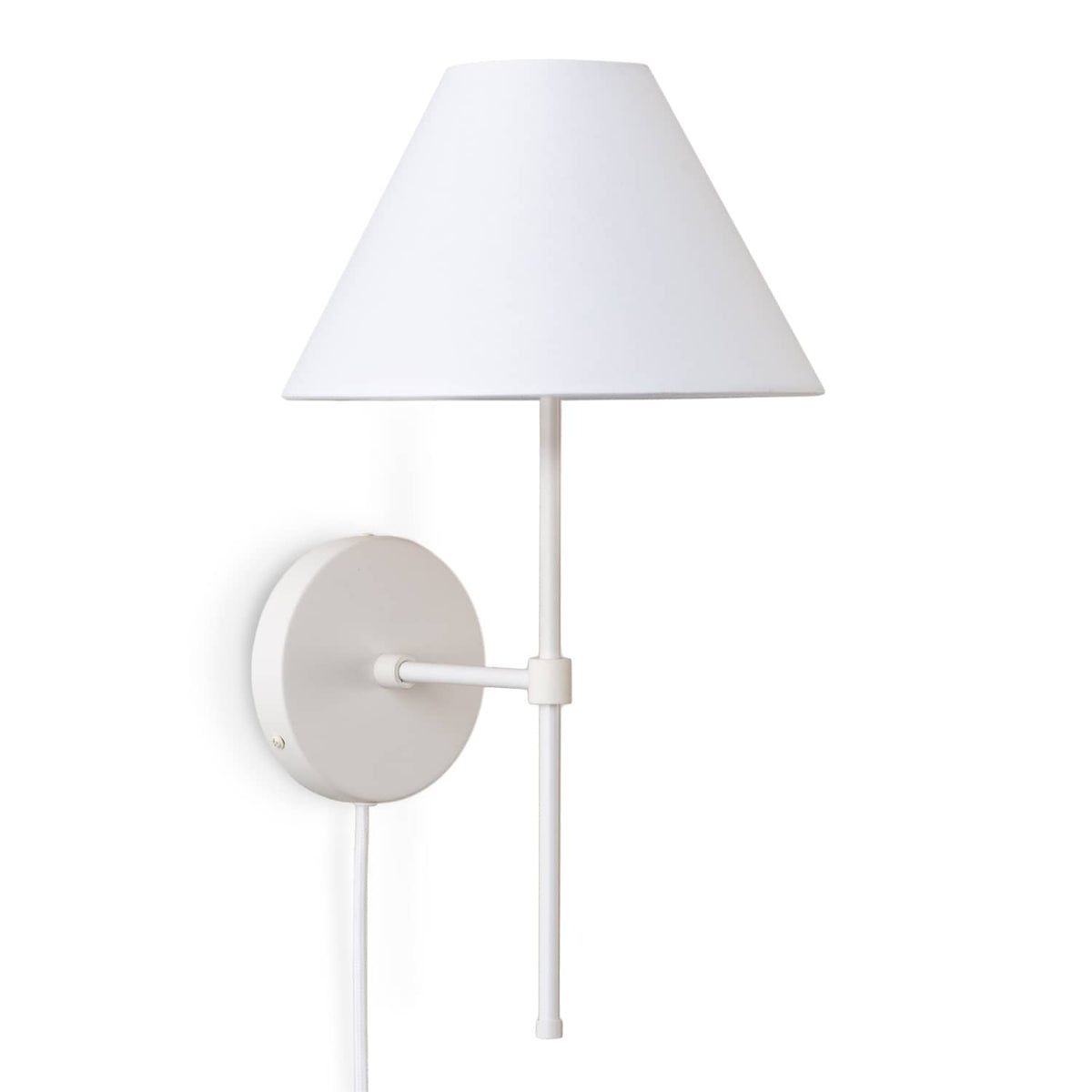 Slim Solo Plug-In Sconce | Pleated, Empire, or Wicker Shade Smooth Empire / White