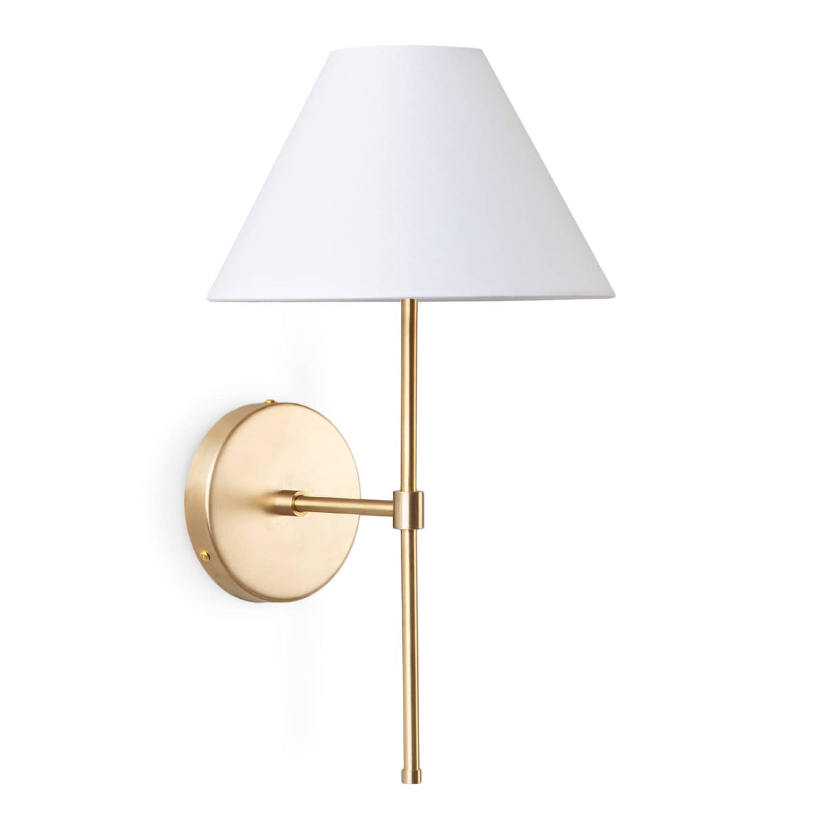 Slim Solo Wall Sconce | Pleated, Empire, or Wicker Shade Smooth Empire / Solid Raw Brass