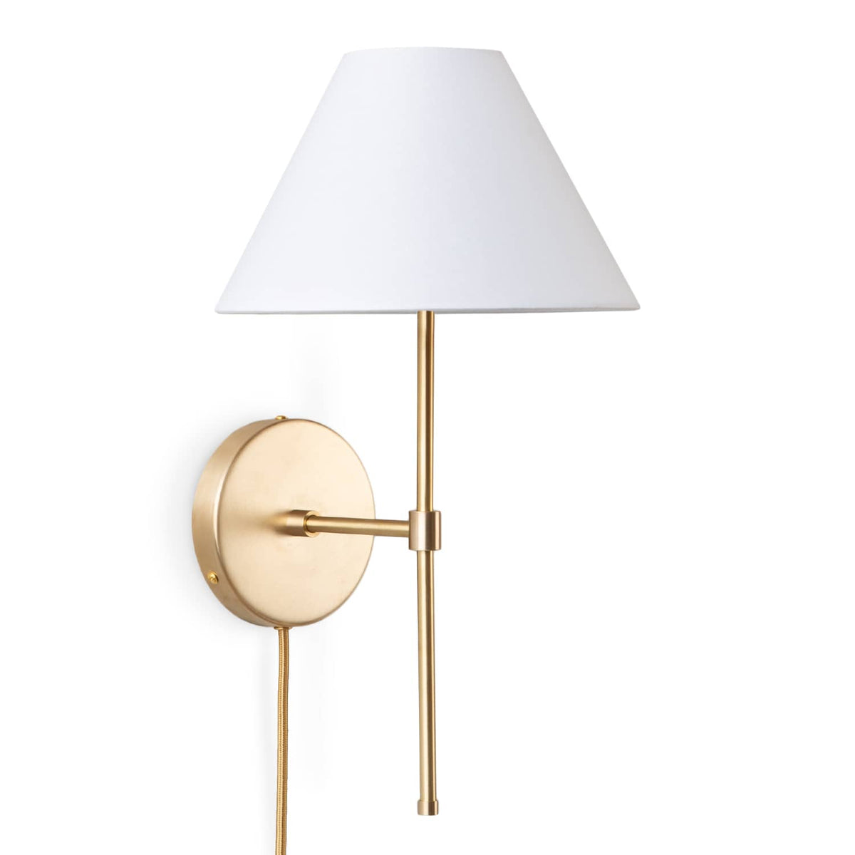 Slim Solo Plug-In Sconce | Pleated, Empire, or Wicker Shade Smooth Empire / Solid Raw Brass