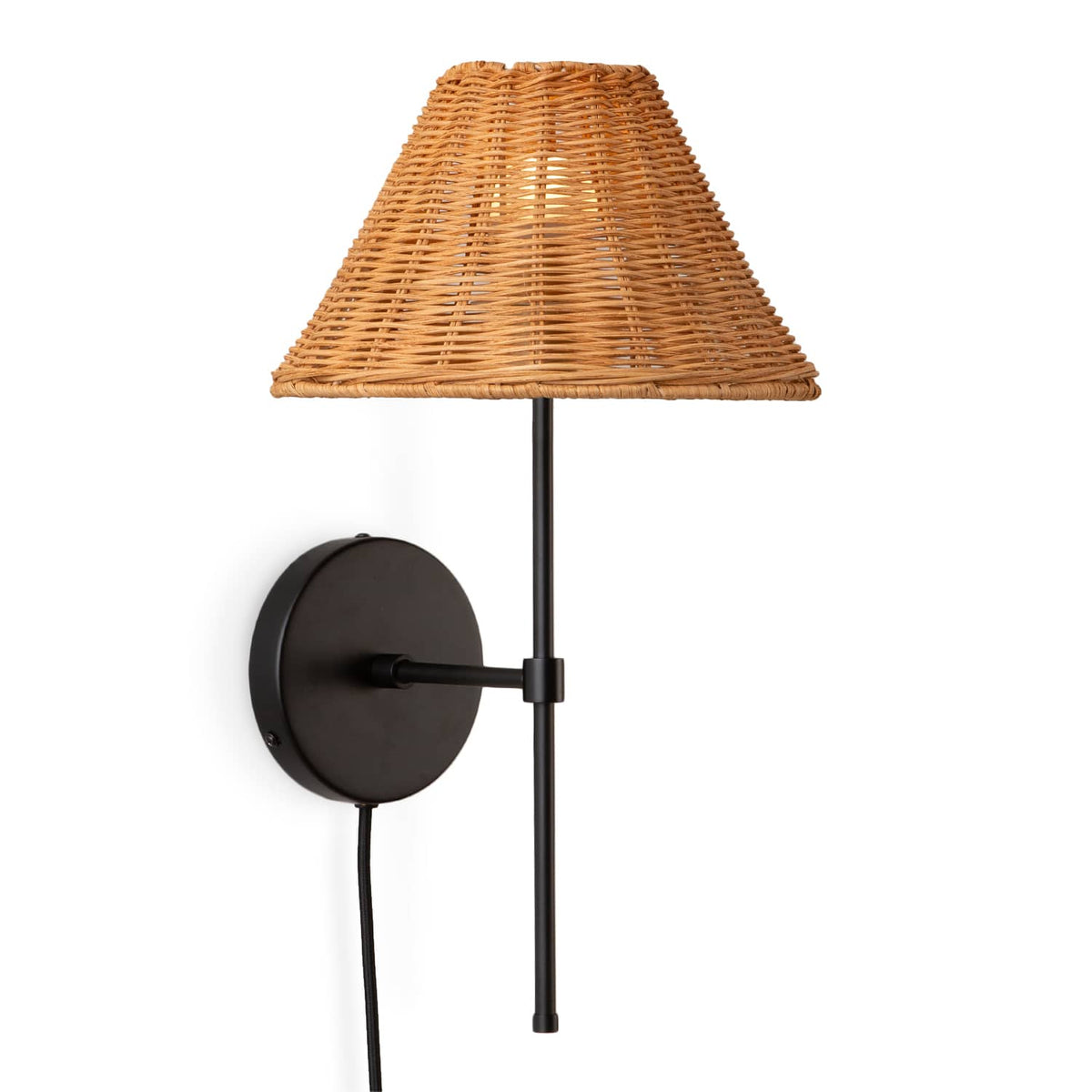 Slim Solo Plug-In Sconce | Pleated, Empire, or Wicker Shade