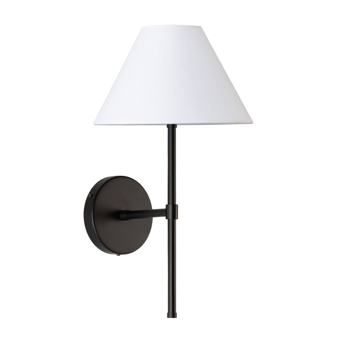 Bold Solo Wall Sconce | Pleated, Empire, or Wicker Shade Smooth Empire / Black