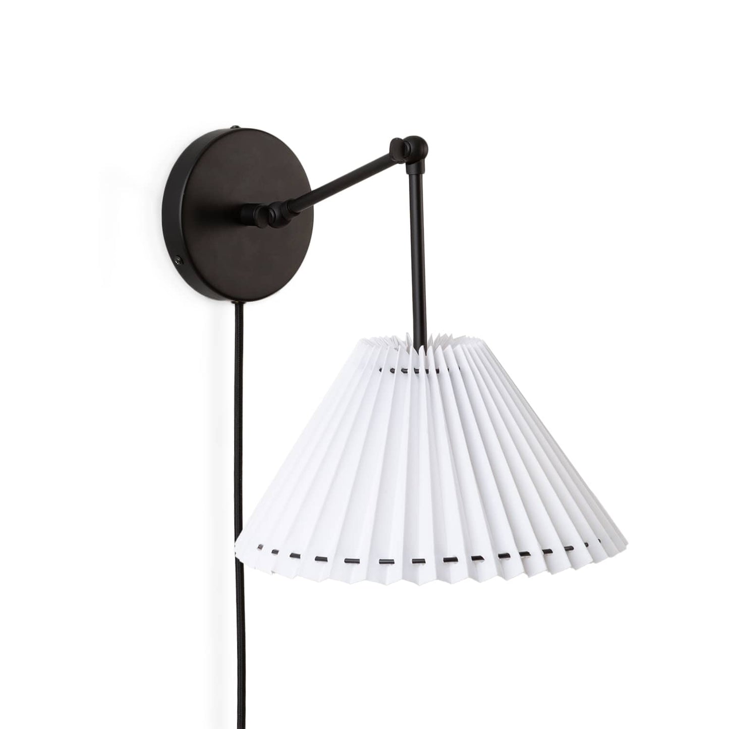 Hinge Plug-In Double Solo Sconce with Pleated Shade
