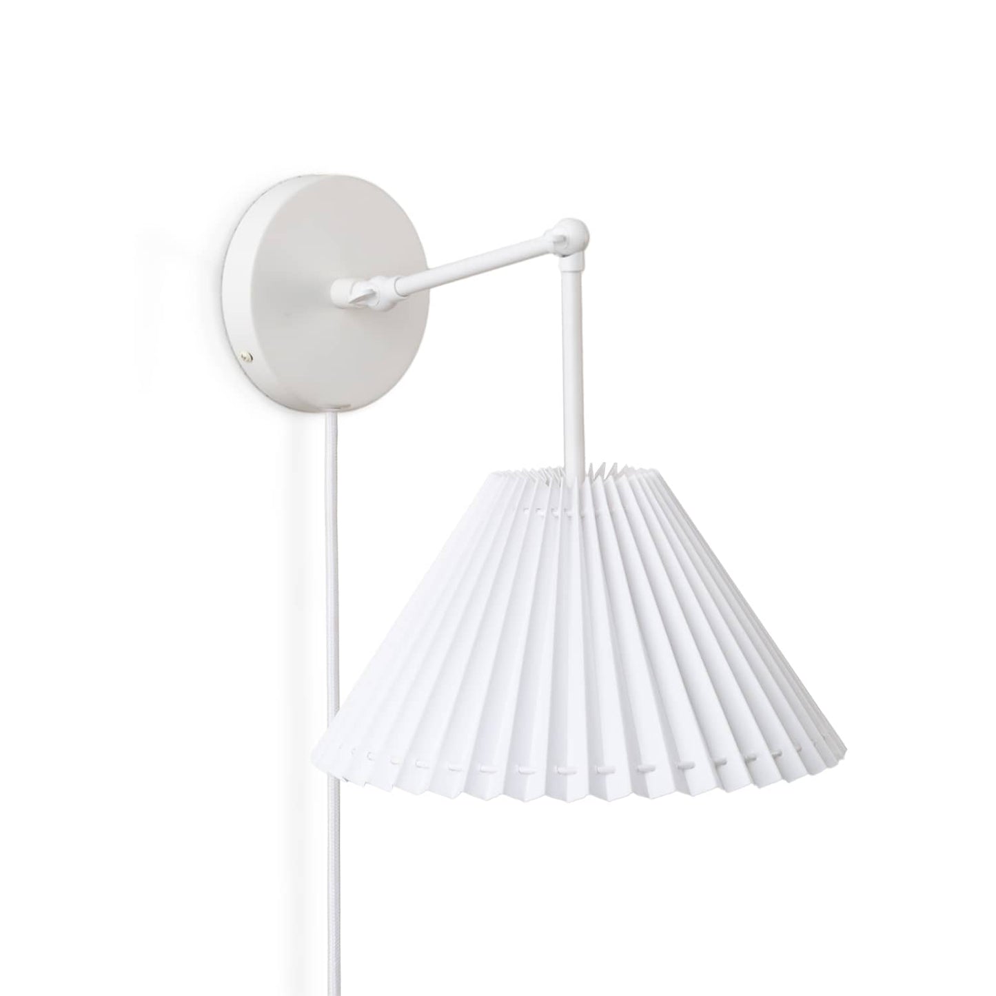 Hinge Plug-In Double Solo Sconce with Pleated Shade