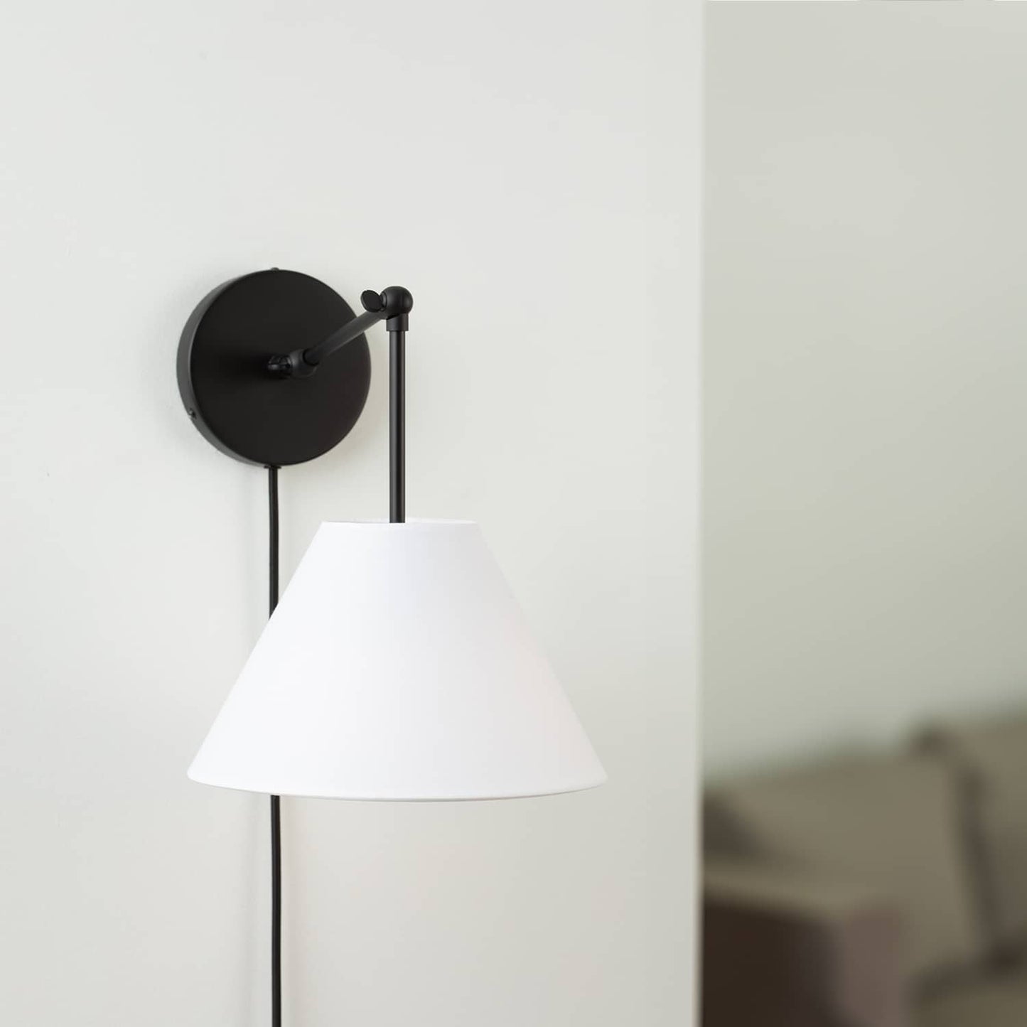 Hinge Plug-In Double Solo Sconce with Smooth Empire Shade