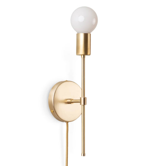 Slim Solo Plug-In Sconce Solid Raw Brass