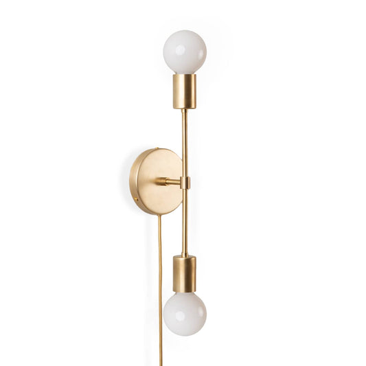 Slim Duo Plug-In Sconce Solid Raw Brass