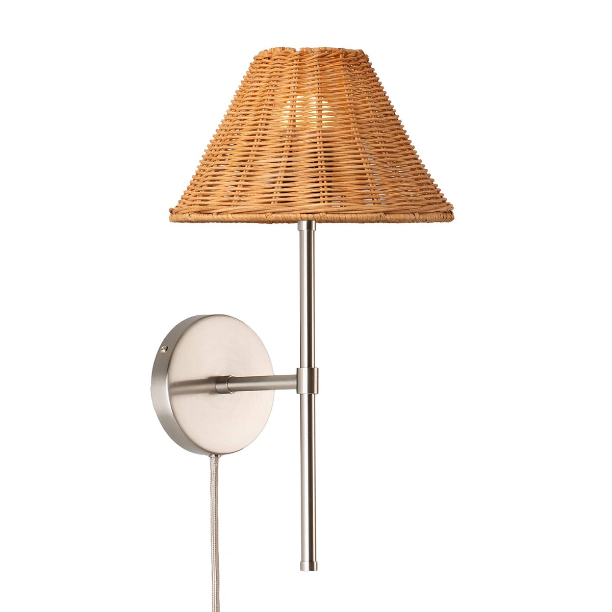 Bold Solo Plug-In Sconce | Pleated, Empire, or Wicker Shade