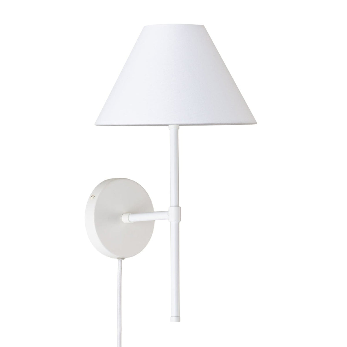 Bold Solo Plug-In Sconce | Pleated, Empire, or Wicker Shade Smooth Empire / White