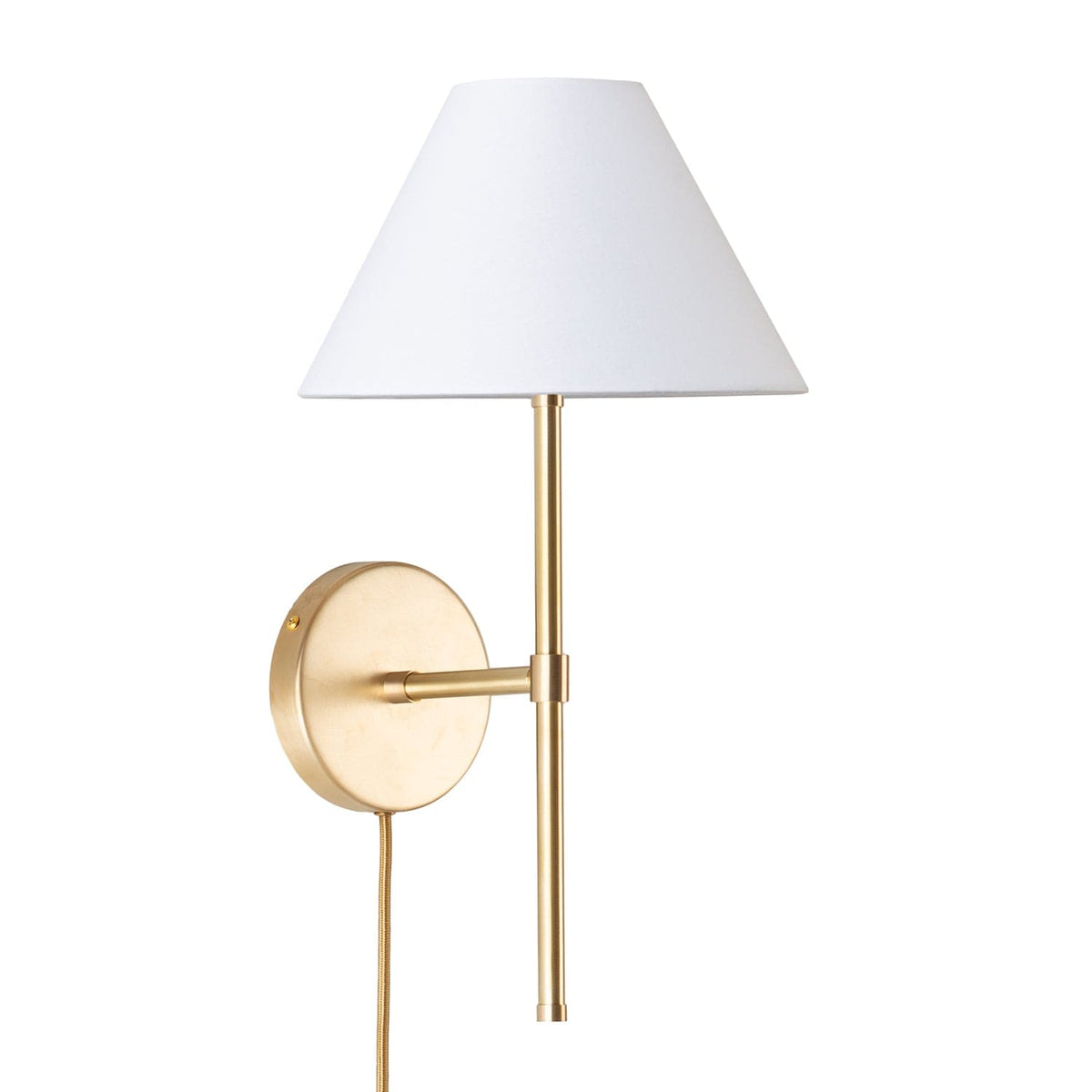 Bold Solo Plug-In Sconce | Pleated, Empire, or Wicker Shade Smooth Empire / Solid Raw Brass