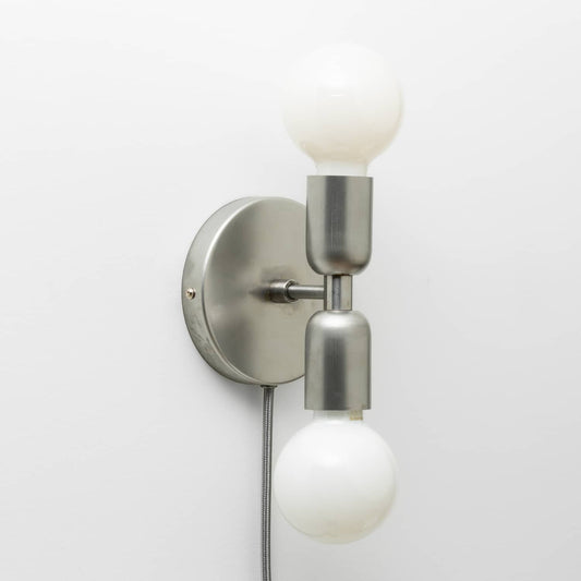 Mini Plug-in Junction Duo Sconce Raw Metal