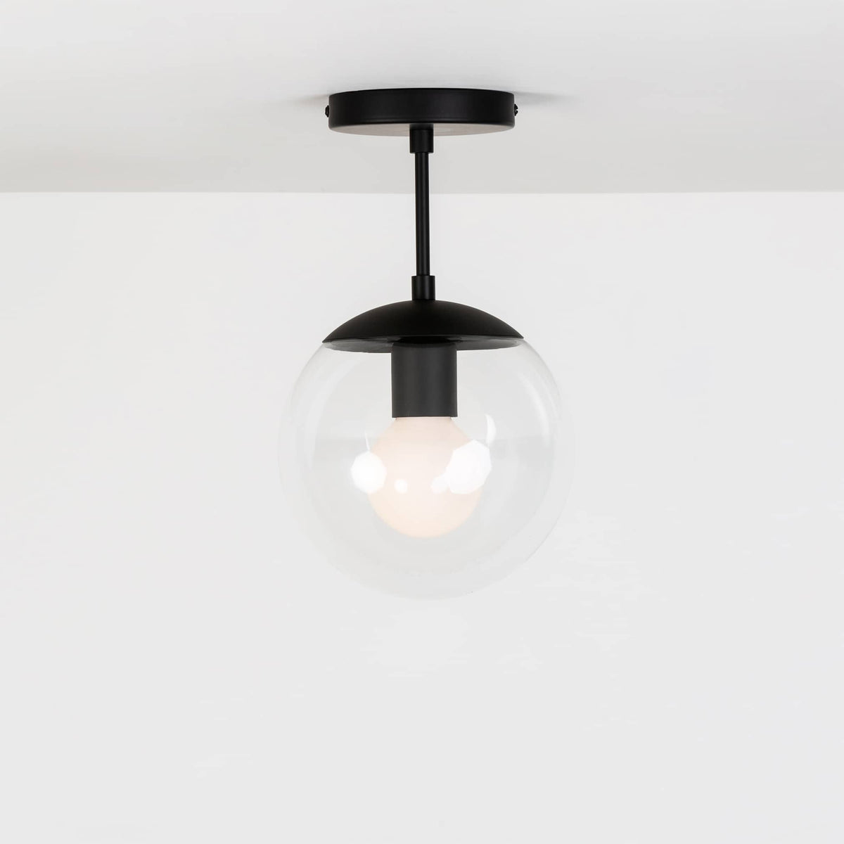 Mod Glass Globe Post Flush Mount Pendant | 6", 8", 10", 12"