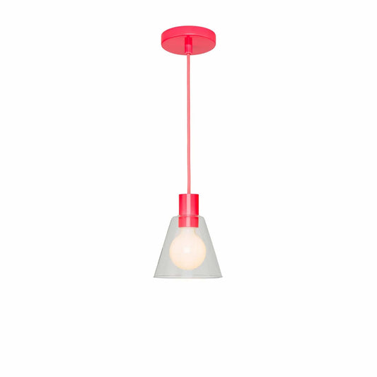 Totally! AiO Glass Cone Ceiling Pendant | 6in or 11in Neon Coral / Clear / 6in Cone