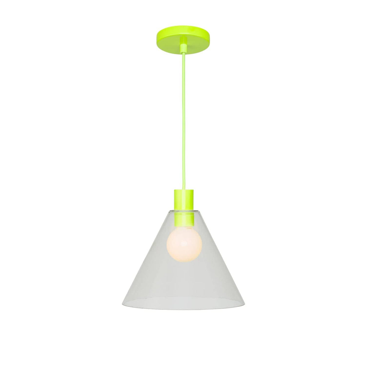 Glass Cone 11in AiO Pendant - Chroma Studio Neon Yellow / Clear