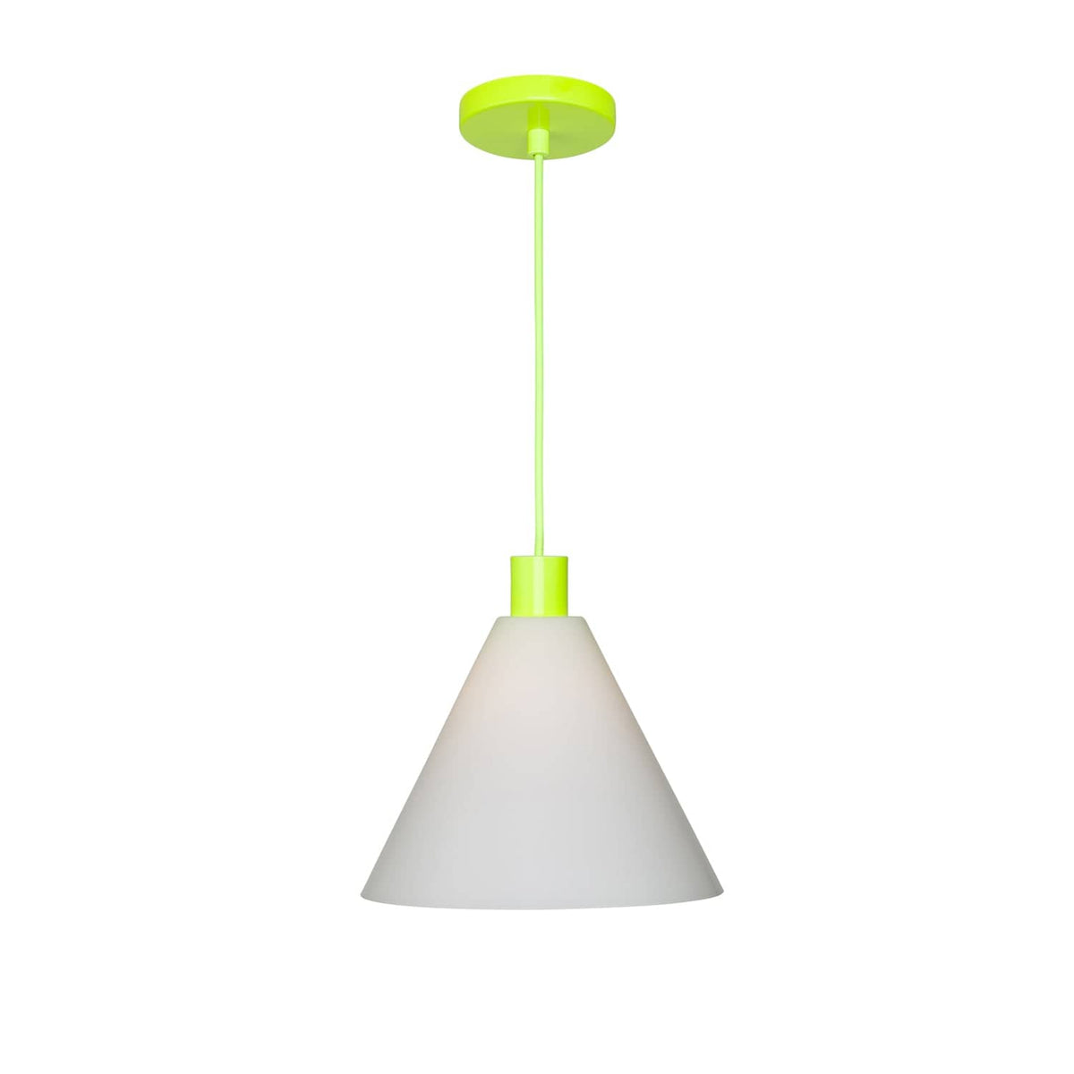 Glass Cone 11in AiO Pendant - Chroma Studio Neon Yellow / Matte White