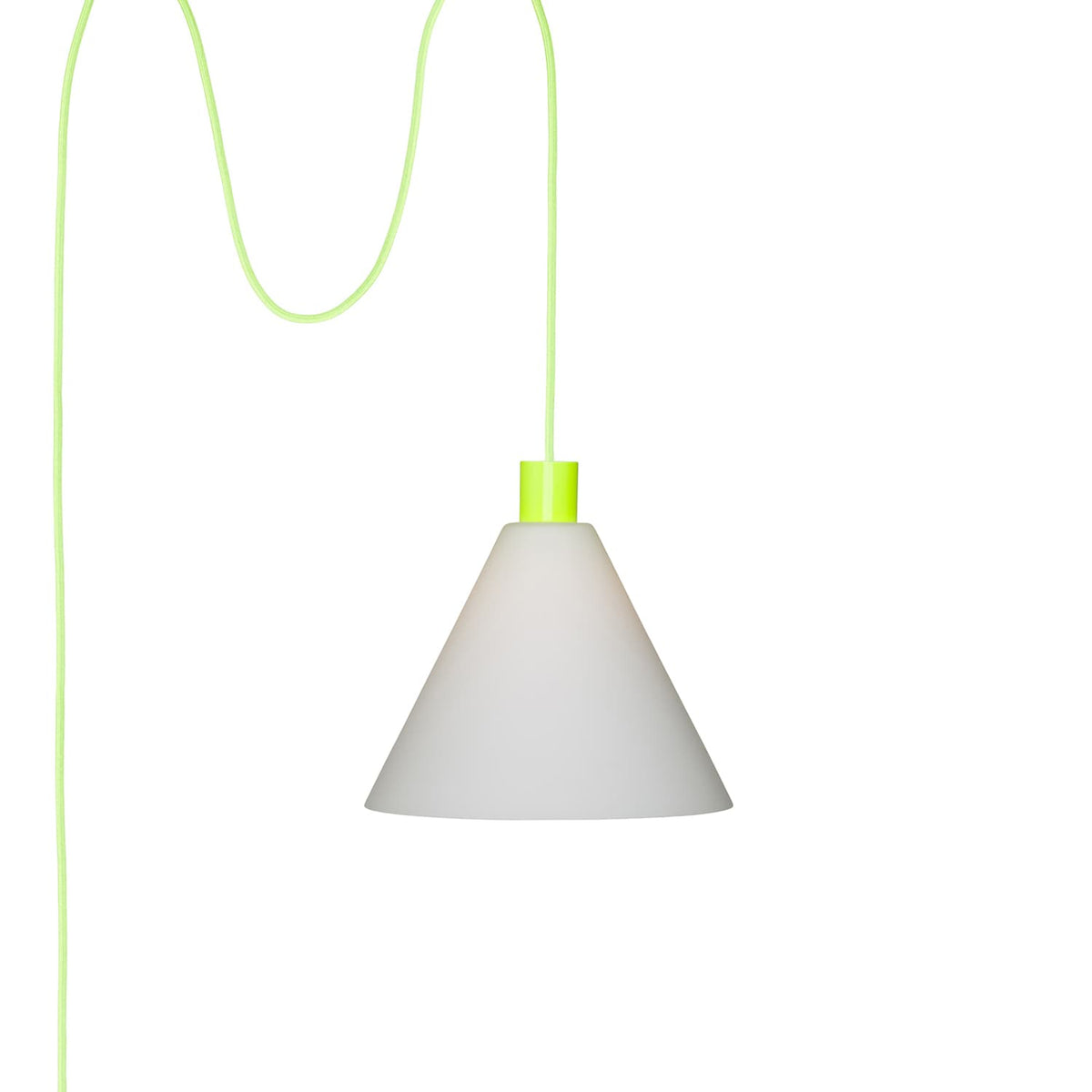 Glass Cone 11in AiO Plug-In Pendant - Chroma Studio Neon Yellow / Matte White