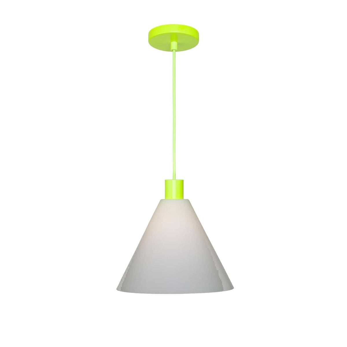 Glass Cone 11in AiO Pendant - Chroma Studio Neon Yellow / Milk