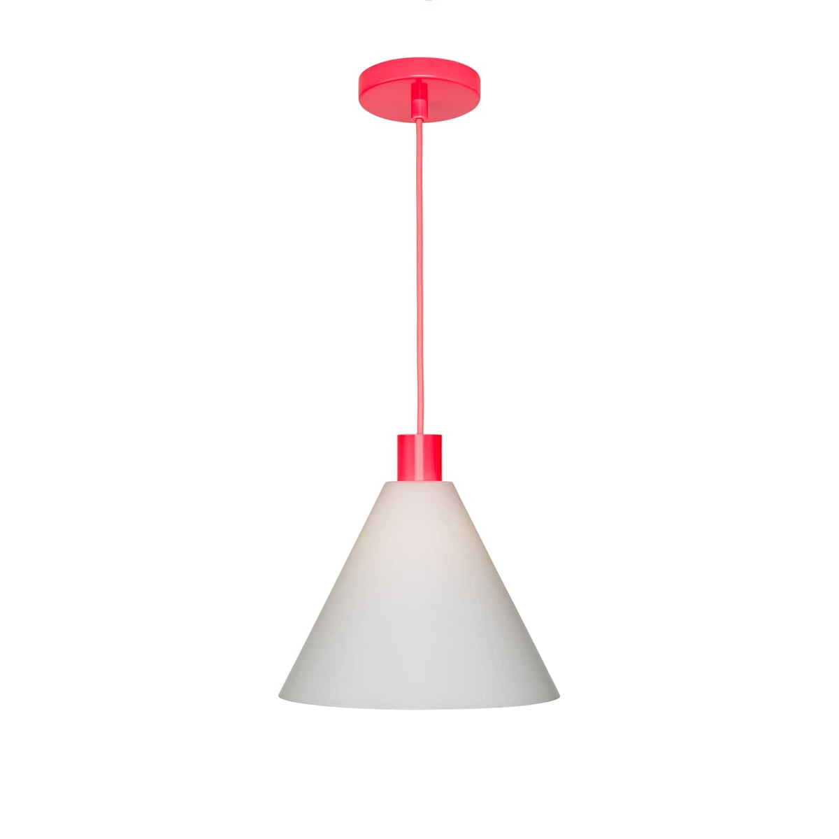 Glass Cone 11in AiO Pendant - Chroma Studio Neon Coral / Matte White