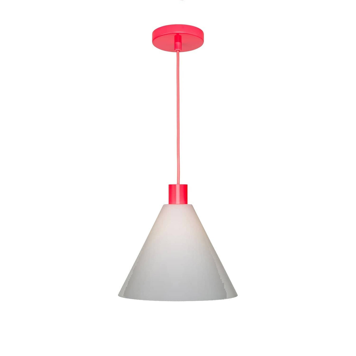 Glass Cone 11in AiO Pendant - Chroma Studio Neon Coral / Milk