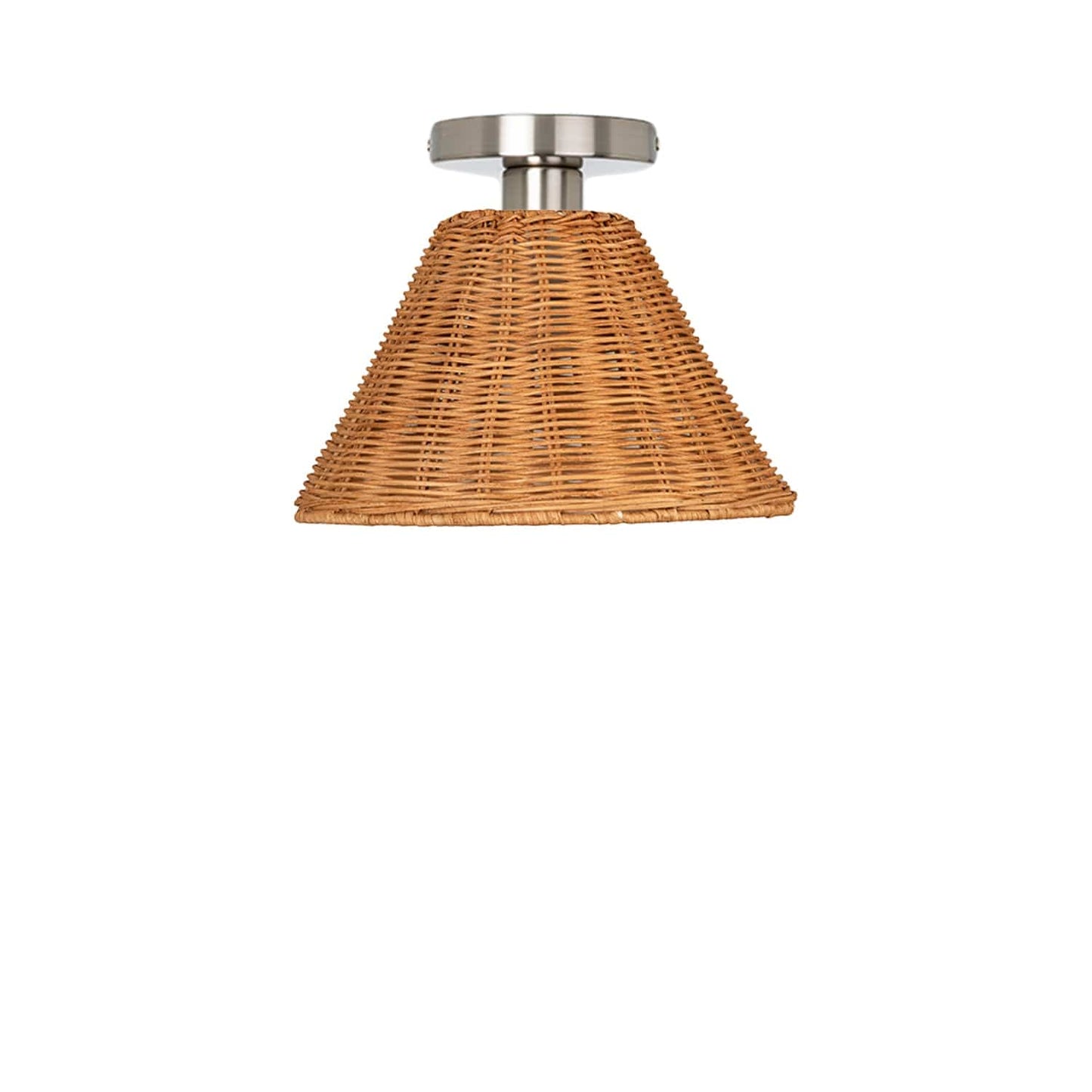 Wicker Empire Shade Button Flush Mount