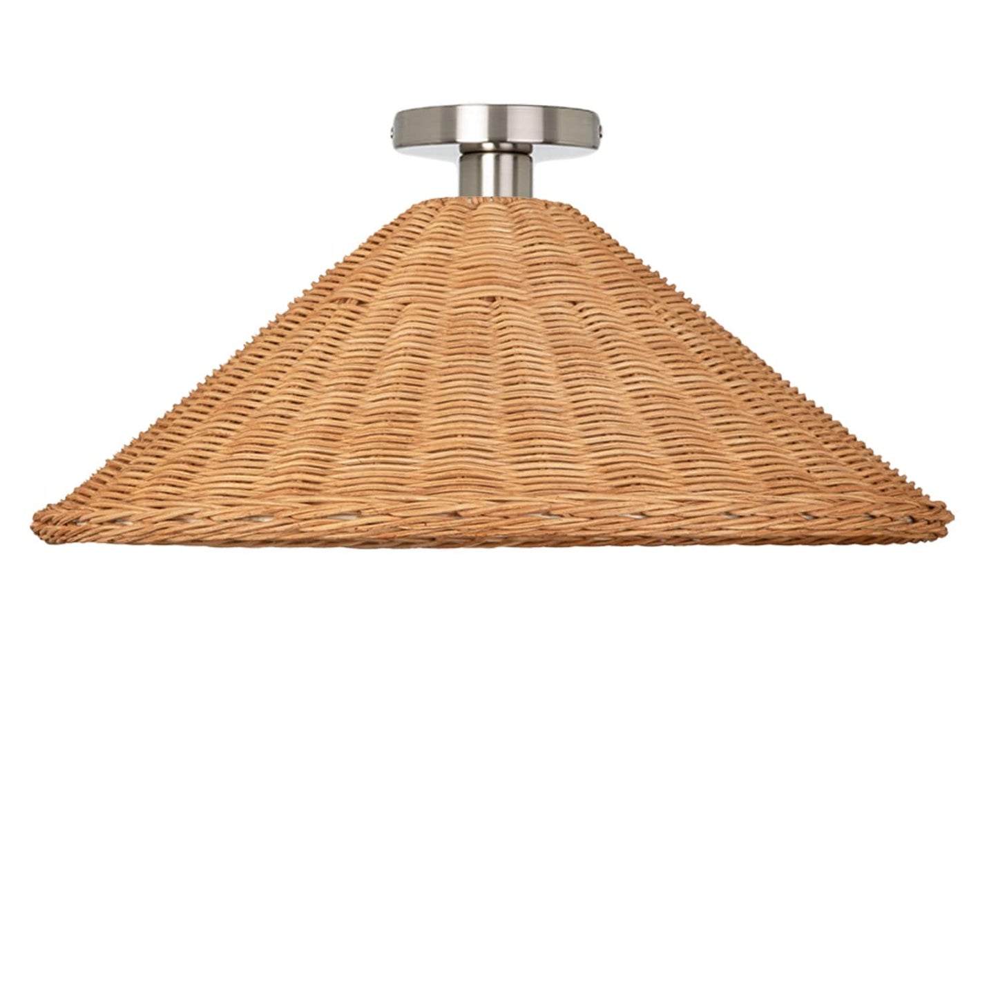 Wicker Empire Shade Button Flush Mount